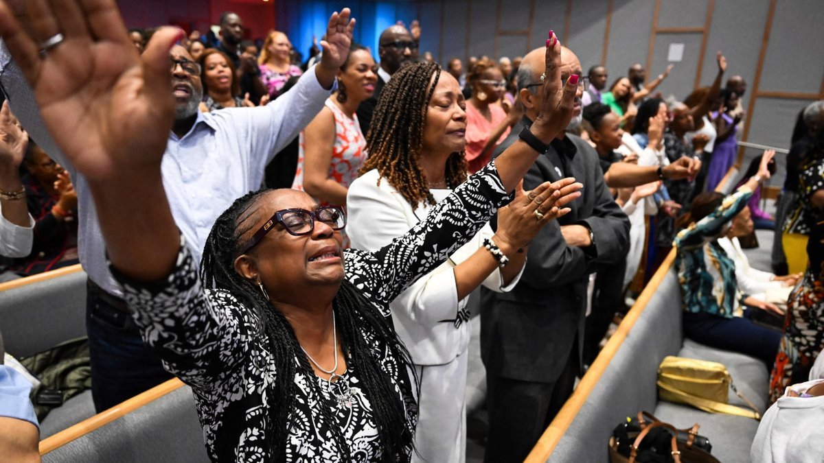 Congregation worshiping together